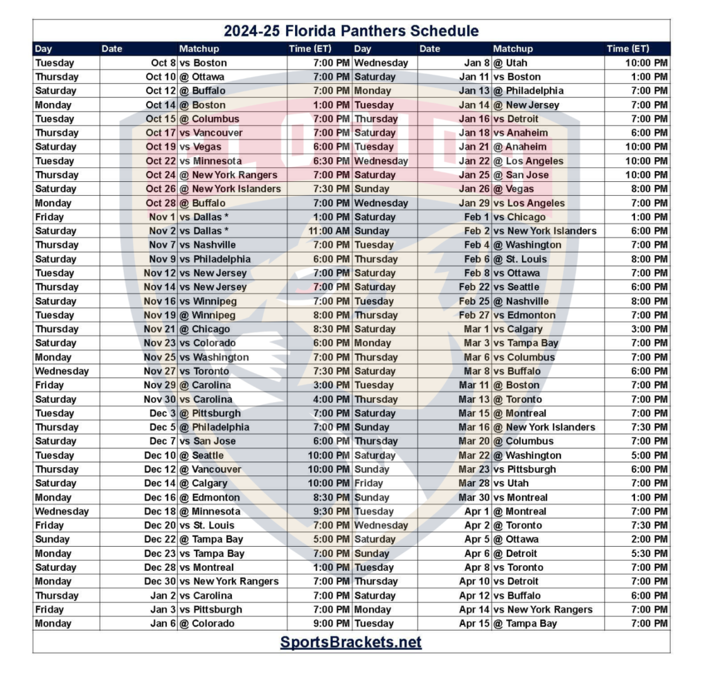 Buffalo Sabres Printable Schedule Pdf