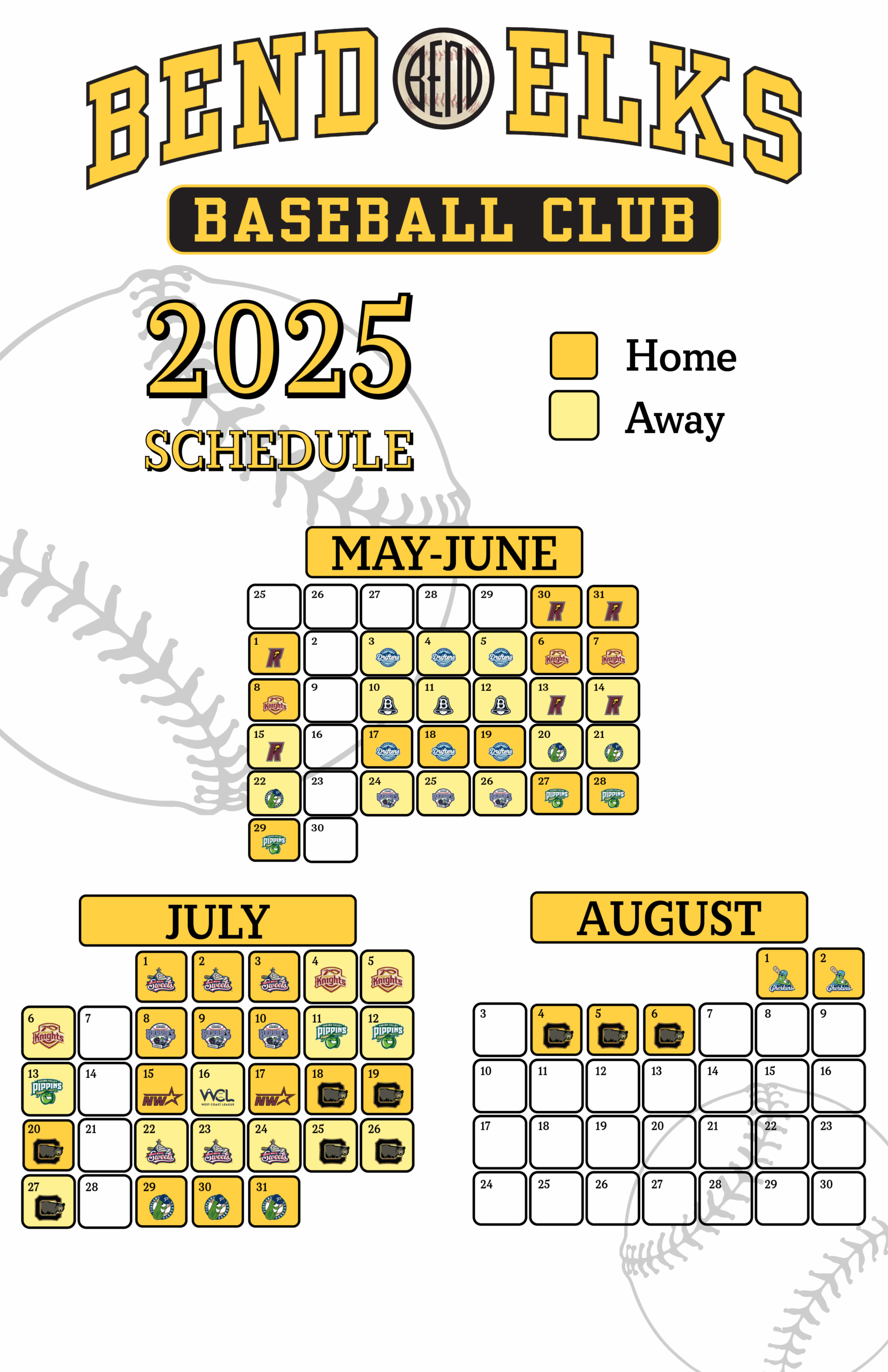 2025 Bend Elks Schedule Bend Elks Baseball Club
