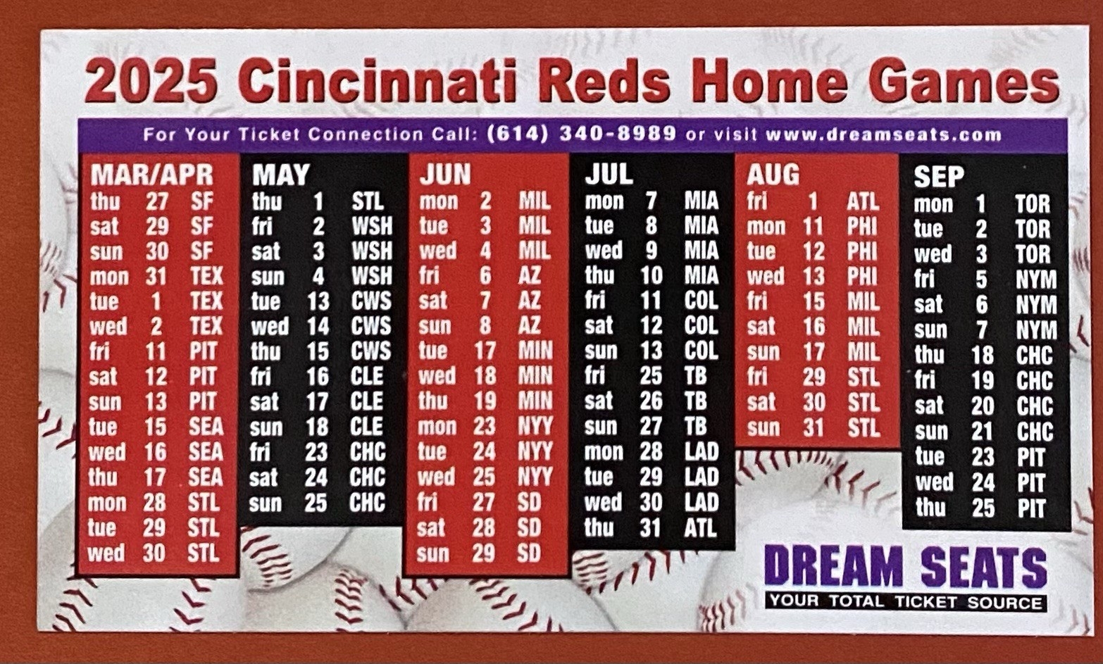 Reds Uniform Schedule 2025 Printable
