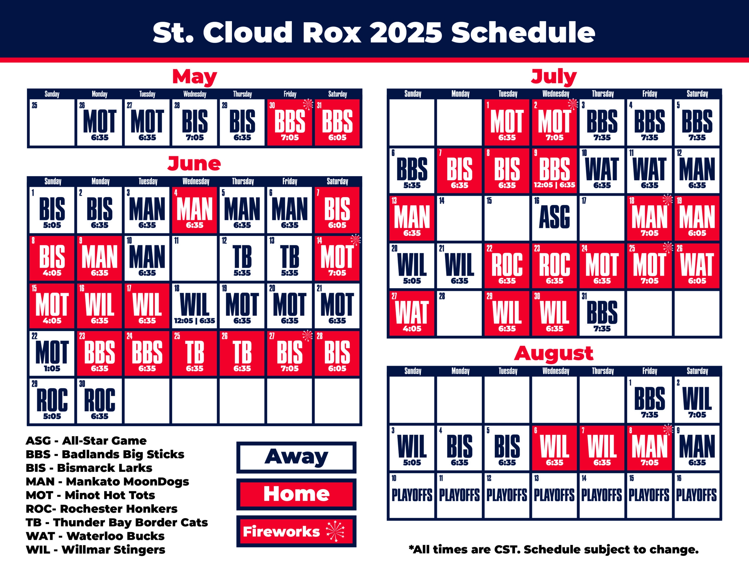 Guardians Schedule 2025 Printable