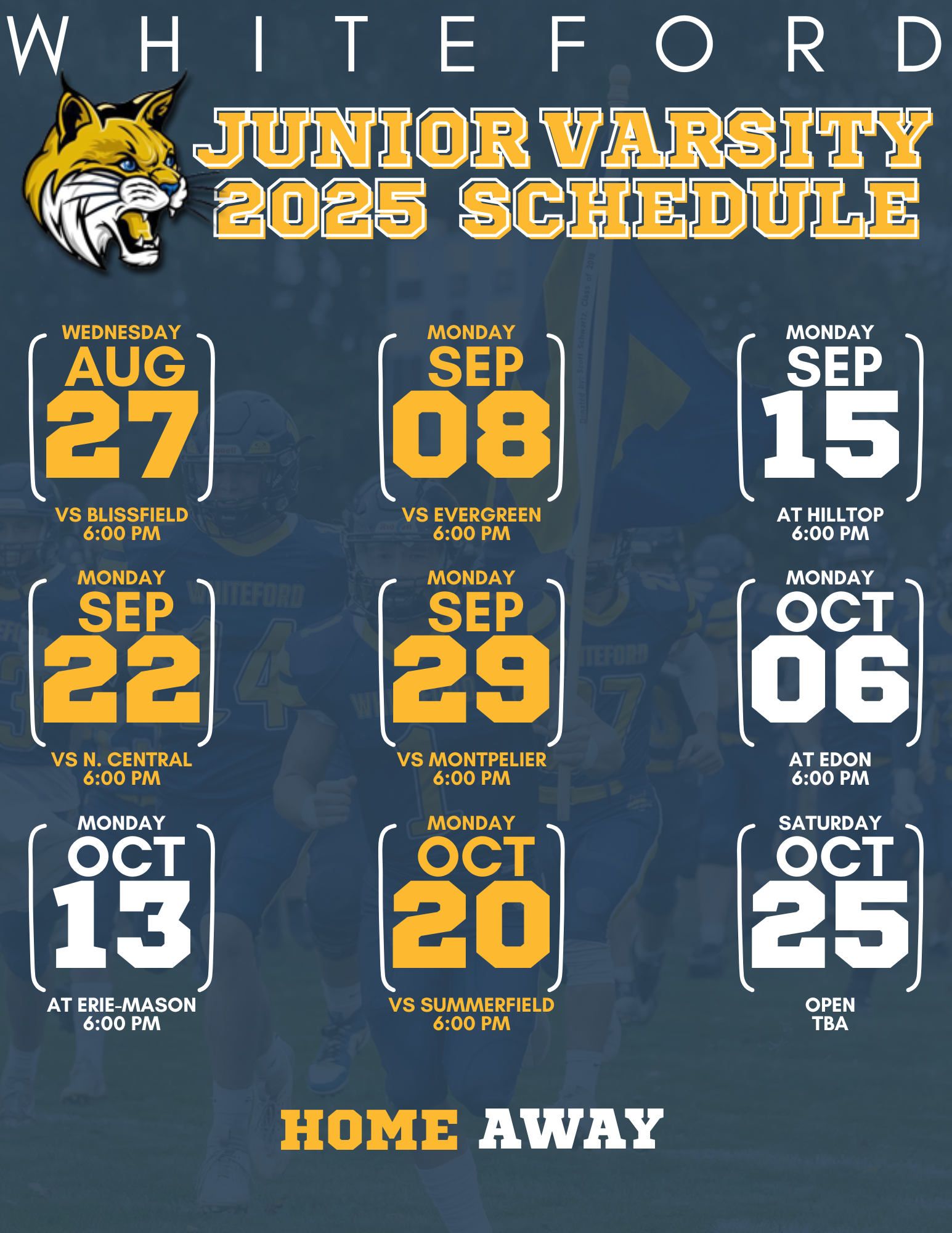2025 Junior Varsity Football Schedule Jun 30 2025