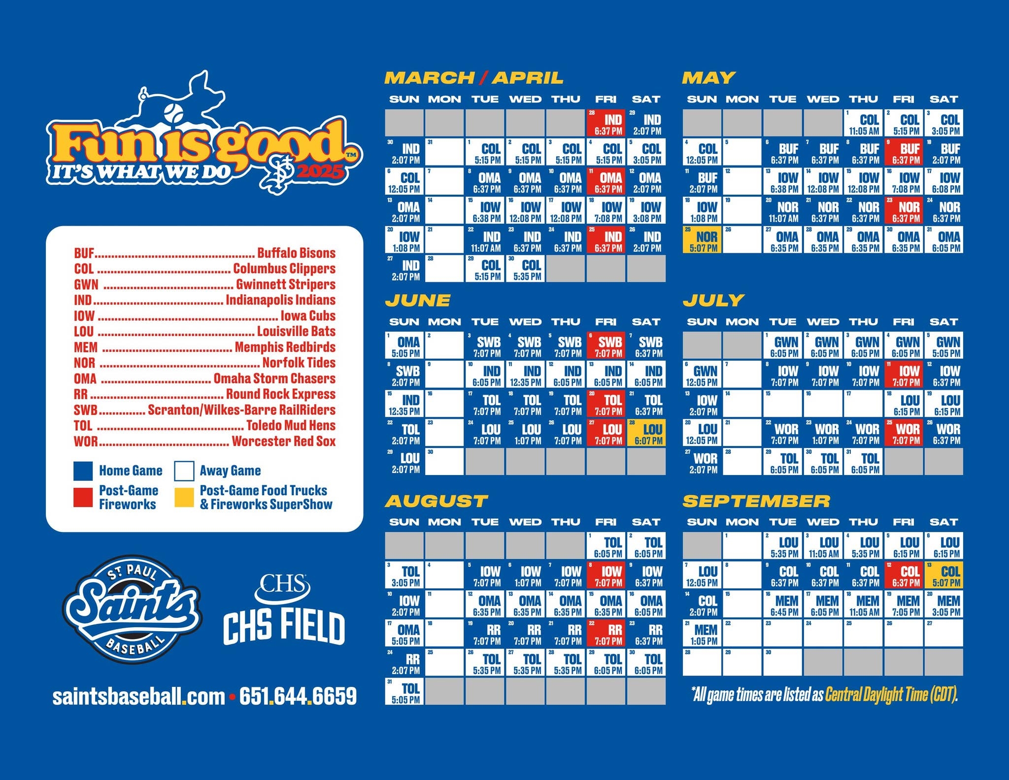 Saints Printable Schedule