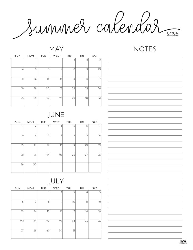 Summer Schedule Printable