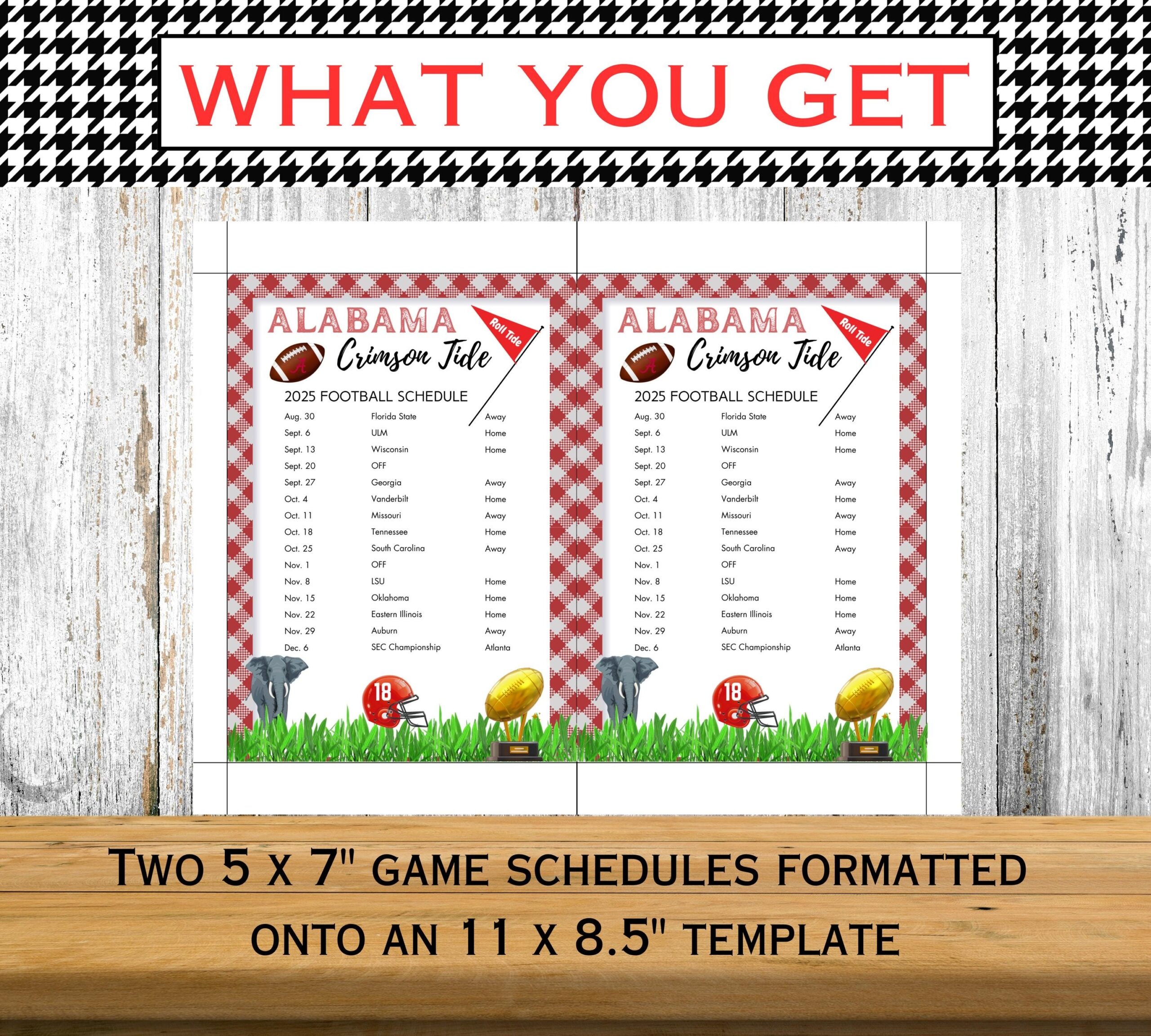 Alabama Football Printable Schedule