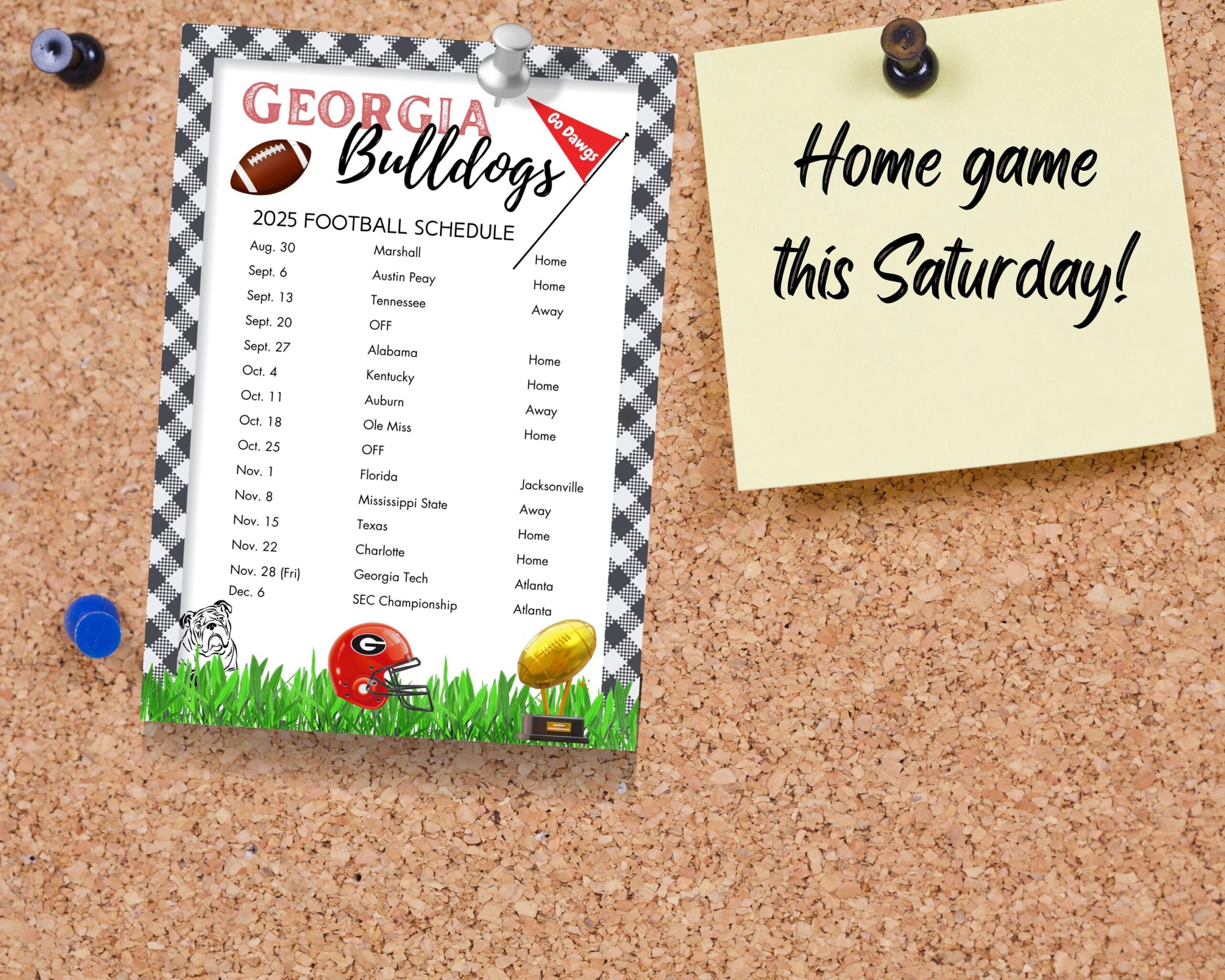 2025 University Of Georgia Football Schedule UGA Football Games Printable Schedule Instant Download Georgia Bulldogs Fans Go Dawgs Etsy