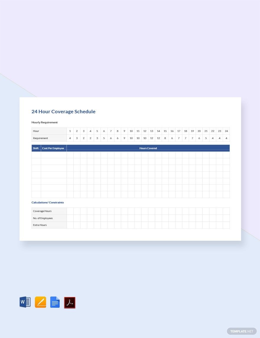 Weekly 24 Hour Schedule Printable Pdf