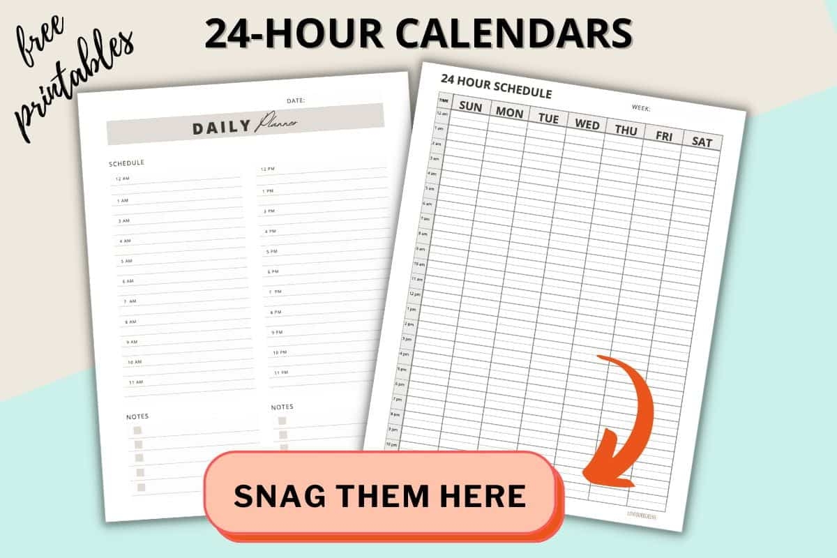 24 Hour Daily Schedule Template 1 Page Layout Printable Love Our Real Life