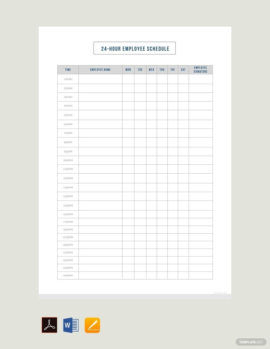 24 Hour Employee Schedule Template In PDF Word Pages Google Docs Download Template