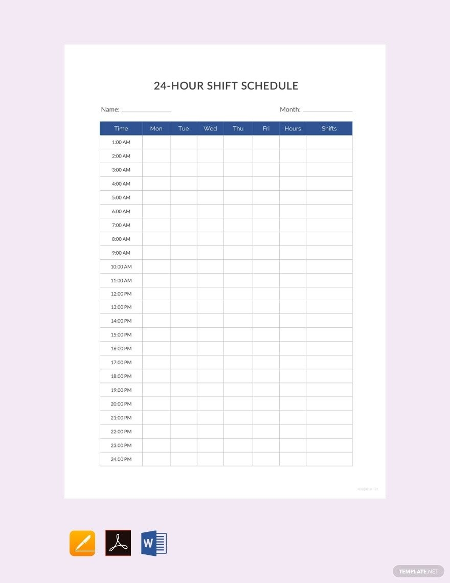 24 Hour Shift Schedule Template In Pages PDF Word Google Docs Download Template
