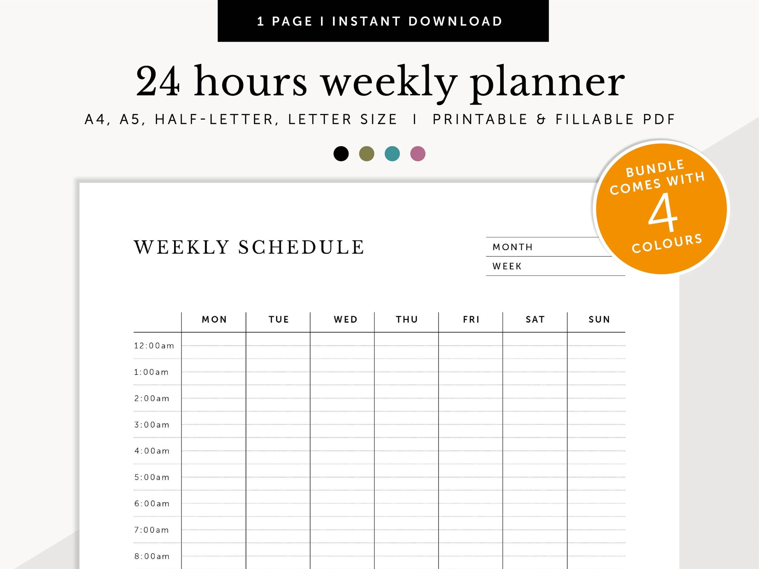Hour By Hour Weekly Schedule Printable
