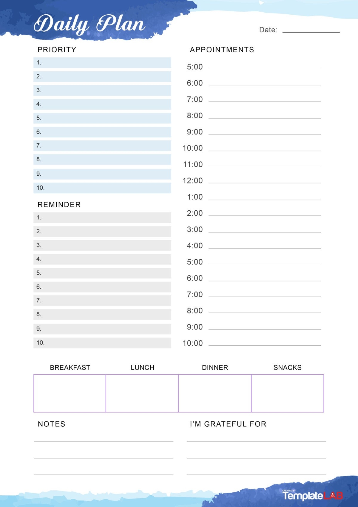 Daily Schedule Printable Template