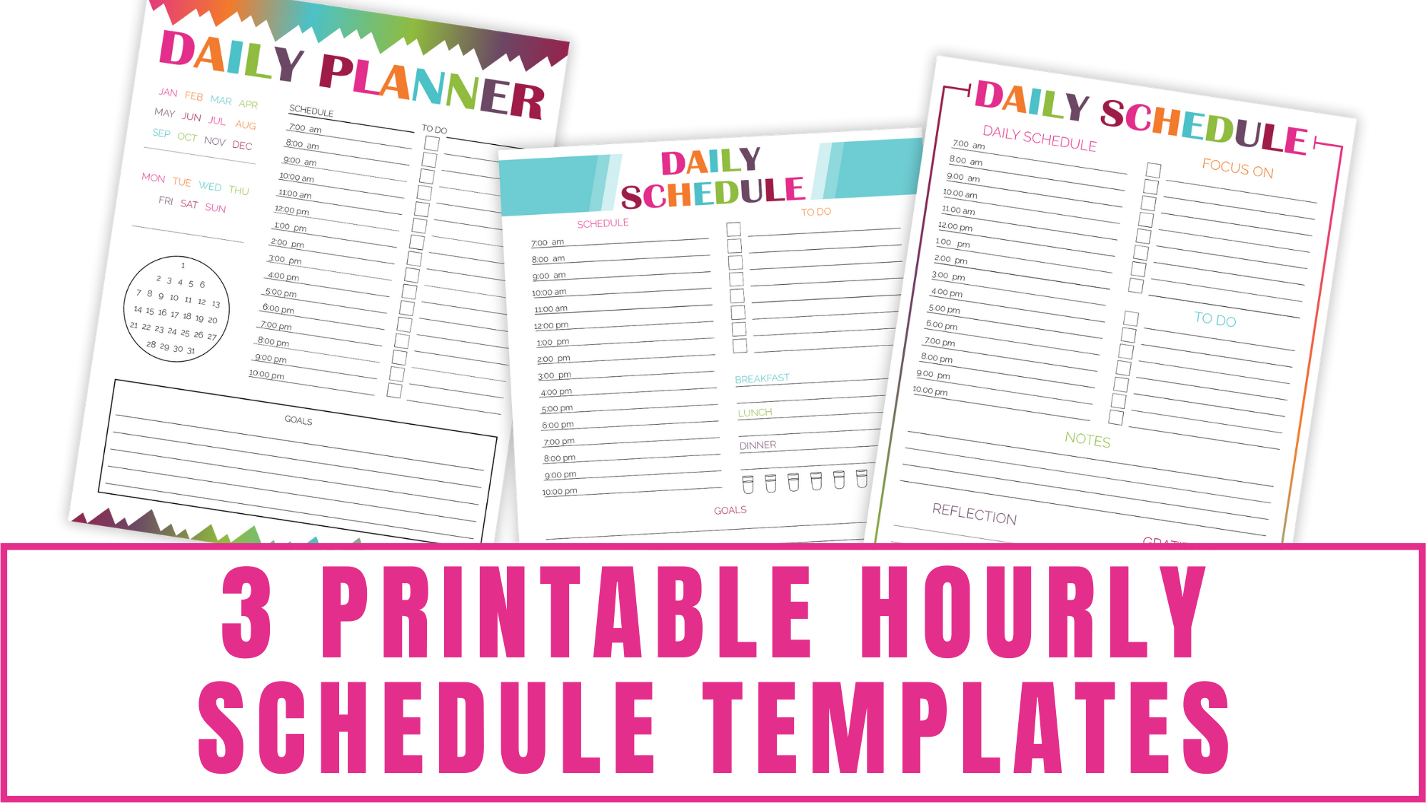 3 Printable Hourly Schedule Templates