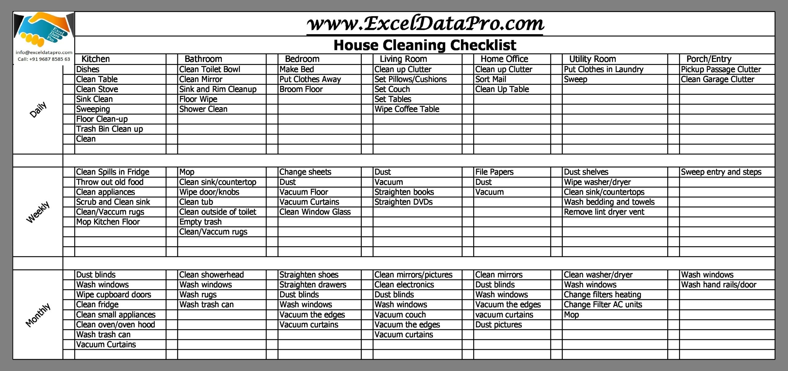 30 Free Cleaning Schedule Templates Daily Weekly Monthly 