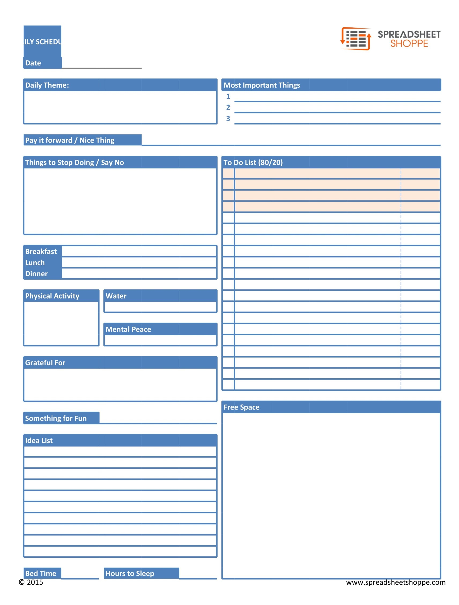 Free Printable Daily Time Schedule Template