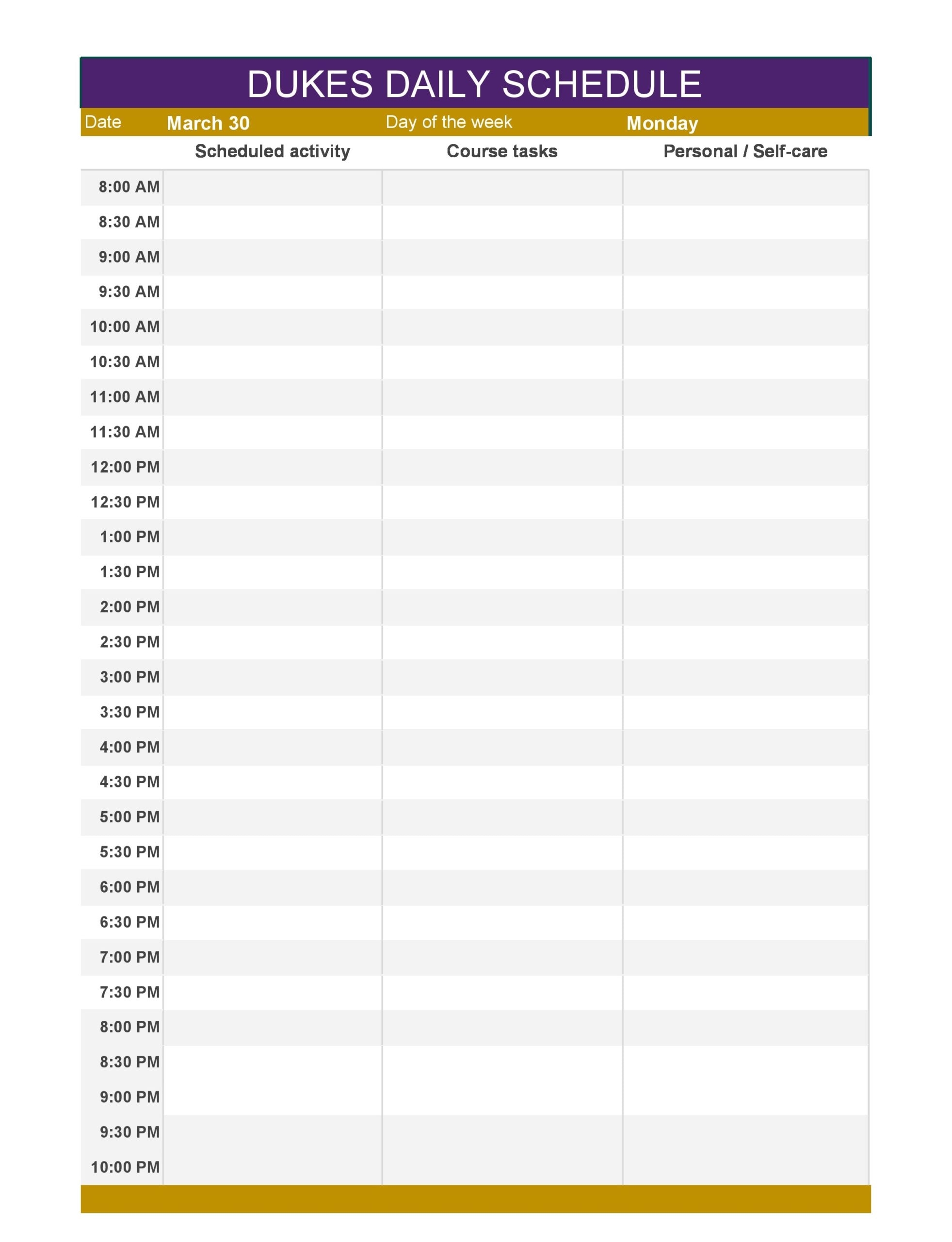 30 Free Daily Schedule Templates Excel Word TemplateArchive