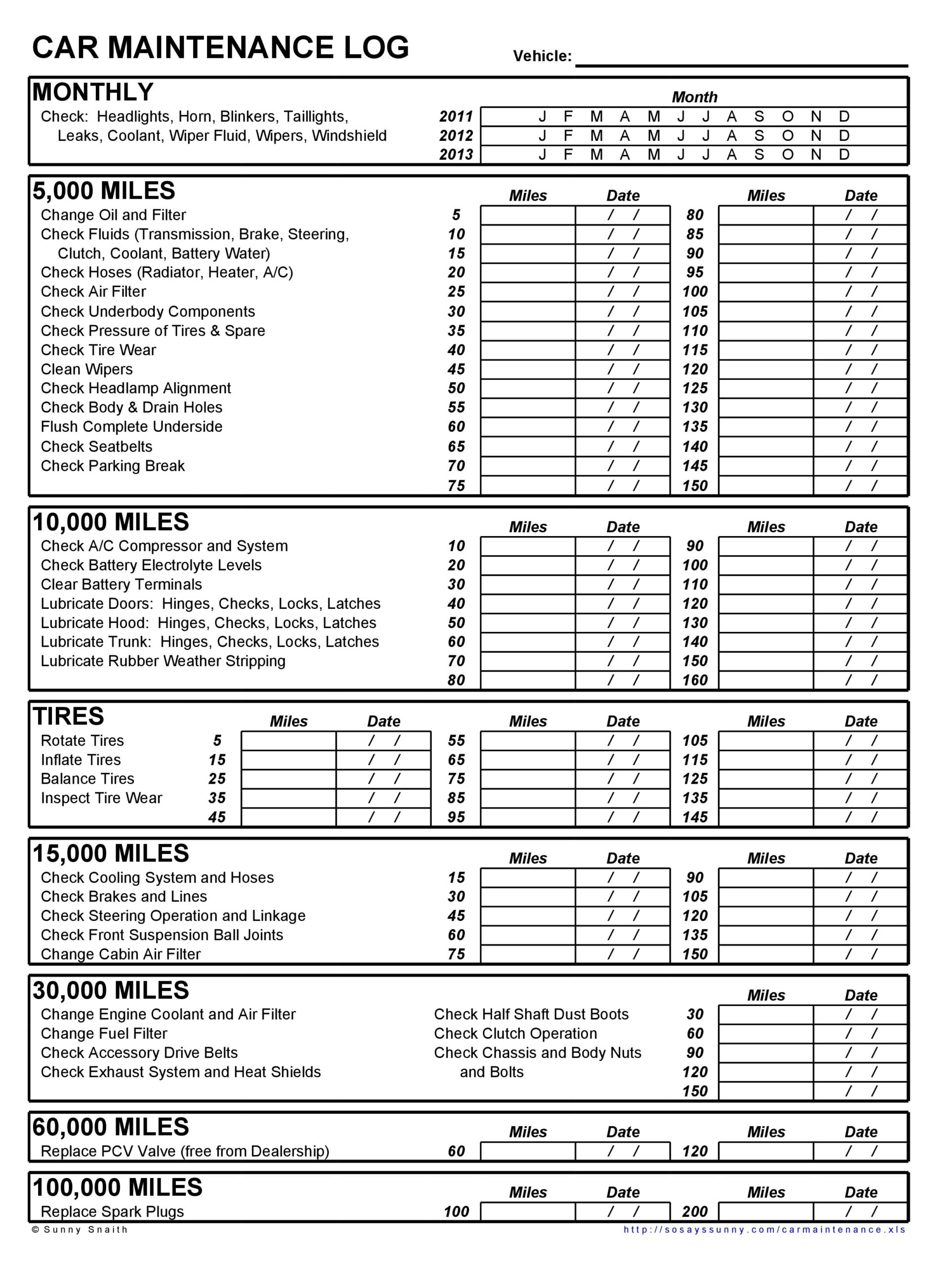 30 Free Vehicle Maintenance Logs Excel PDF Word TemplateArchive