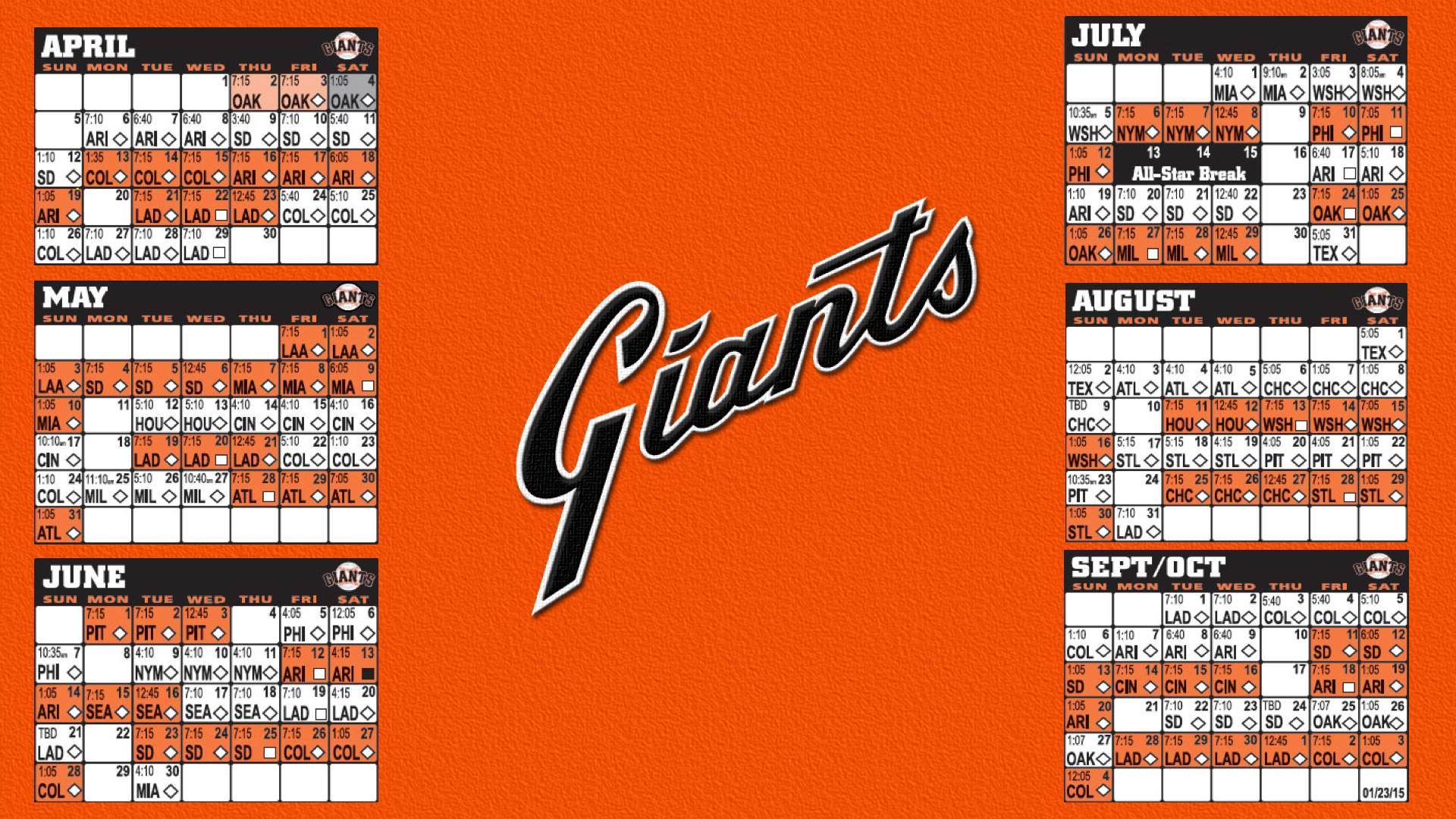 San Francisco Giants Printable Schedule