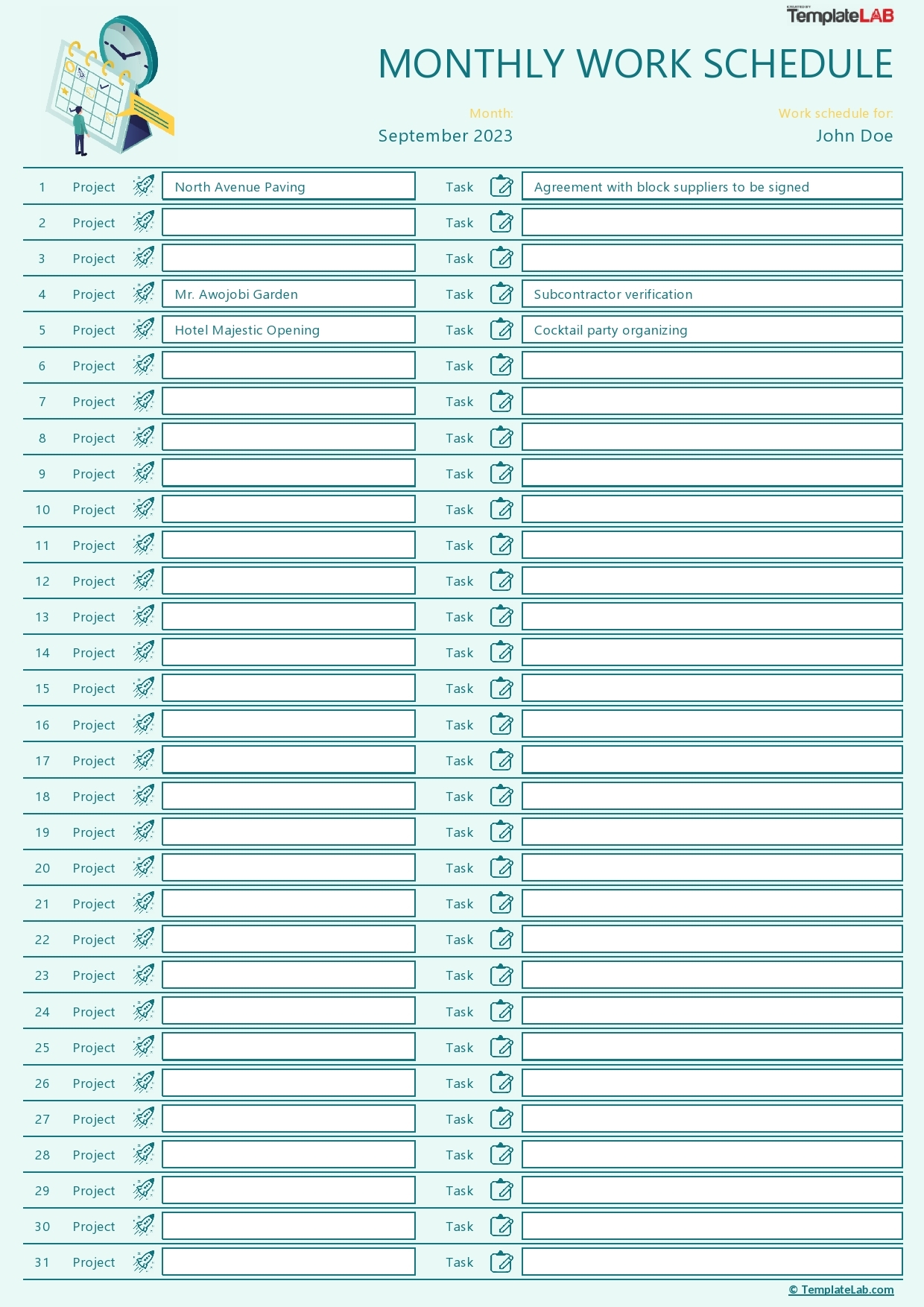 Free Printable Work Schedules Weekly