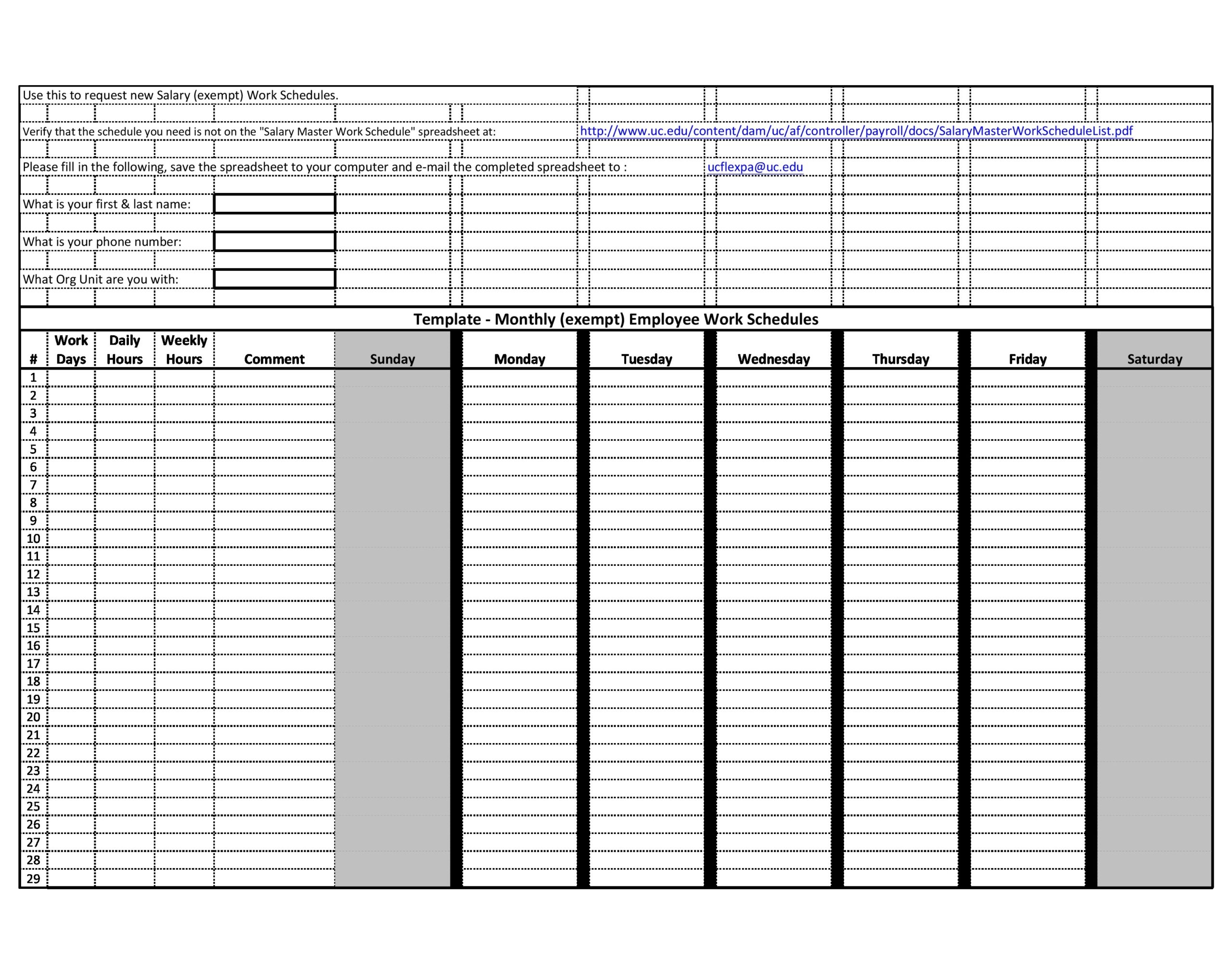 37 Free Employee Schedule Templates Excel Word PDF 