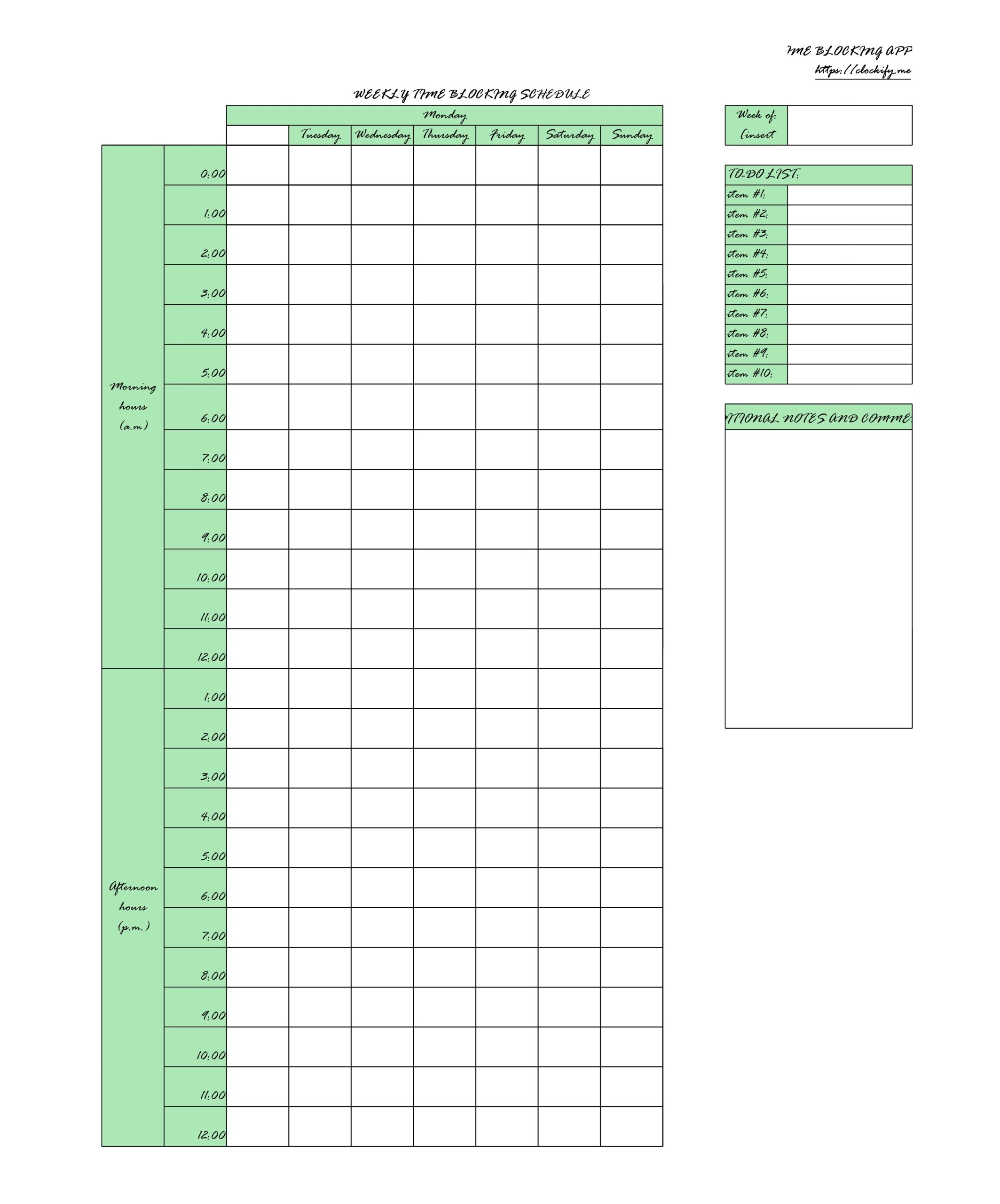 37 Printable Time Blocking Templates Weekly Daily Monthly 