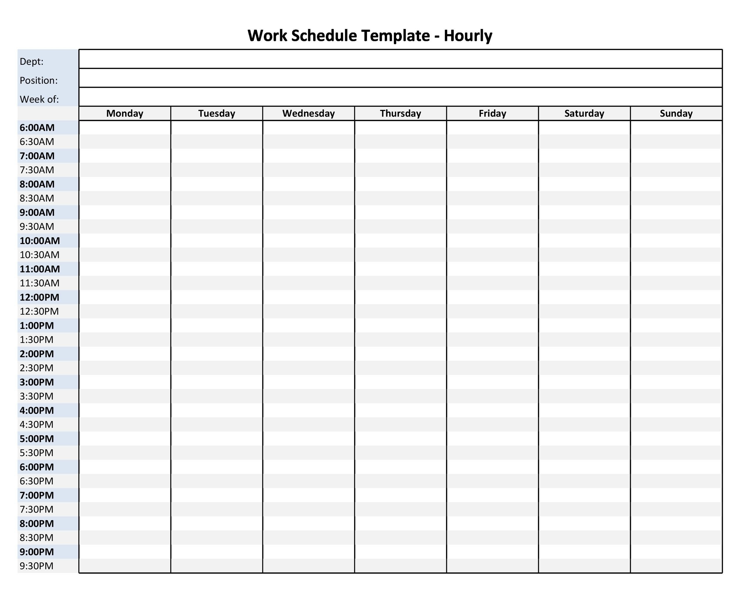 43 Effective Hourly Schedule Templates Excel Word PDF TemplateLab