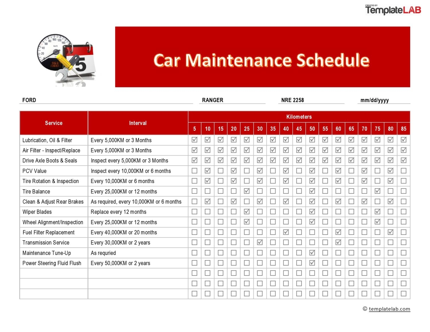 43 Printable Vehicle Maintenance Log Templates TemplateLab