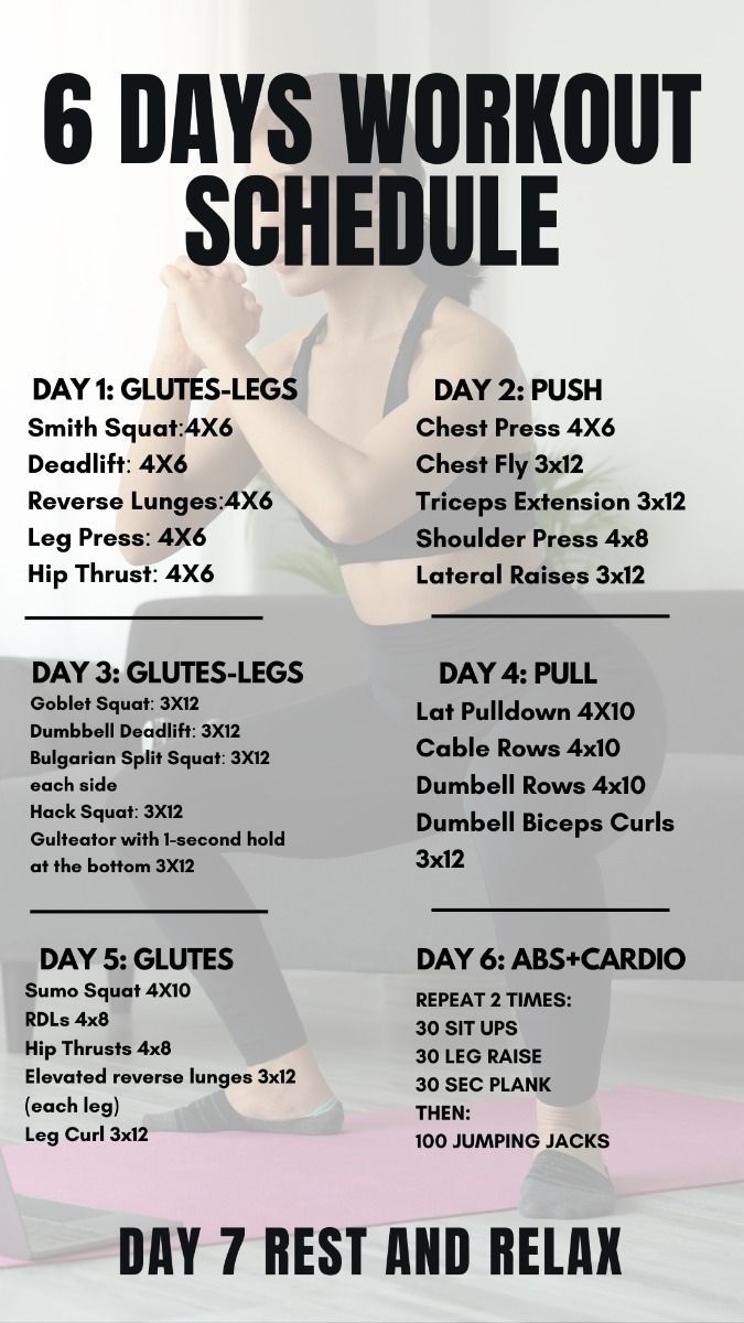 6 Day Split Workout Routine For Women