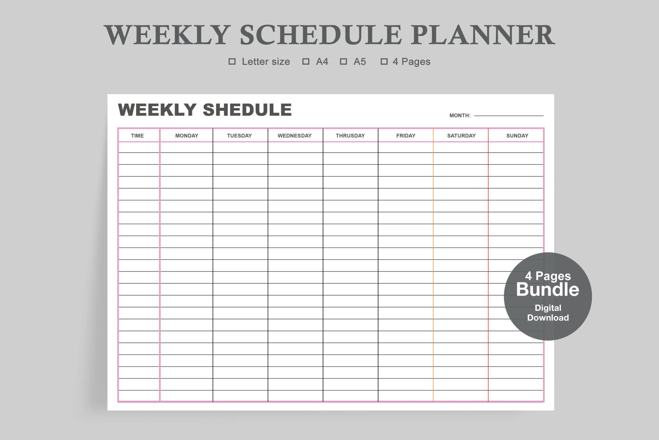 7 Day Weekly Schedule Template weekly Work Schedule Printable weekly Work Schedule Template weekly Schedule Template Pdf Etsy Norway