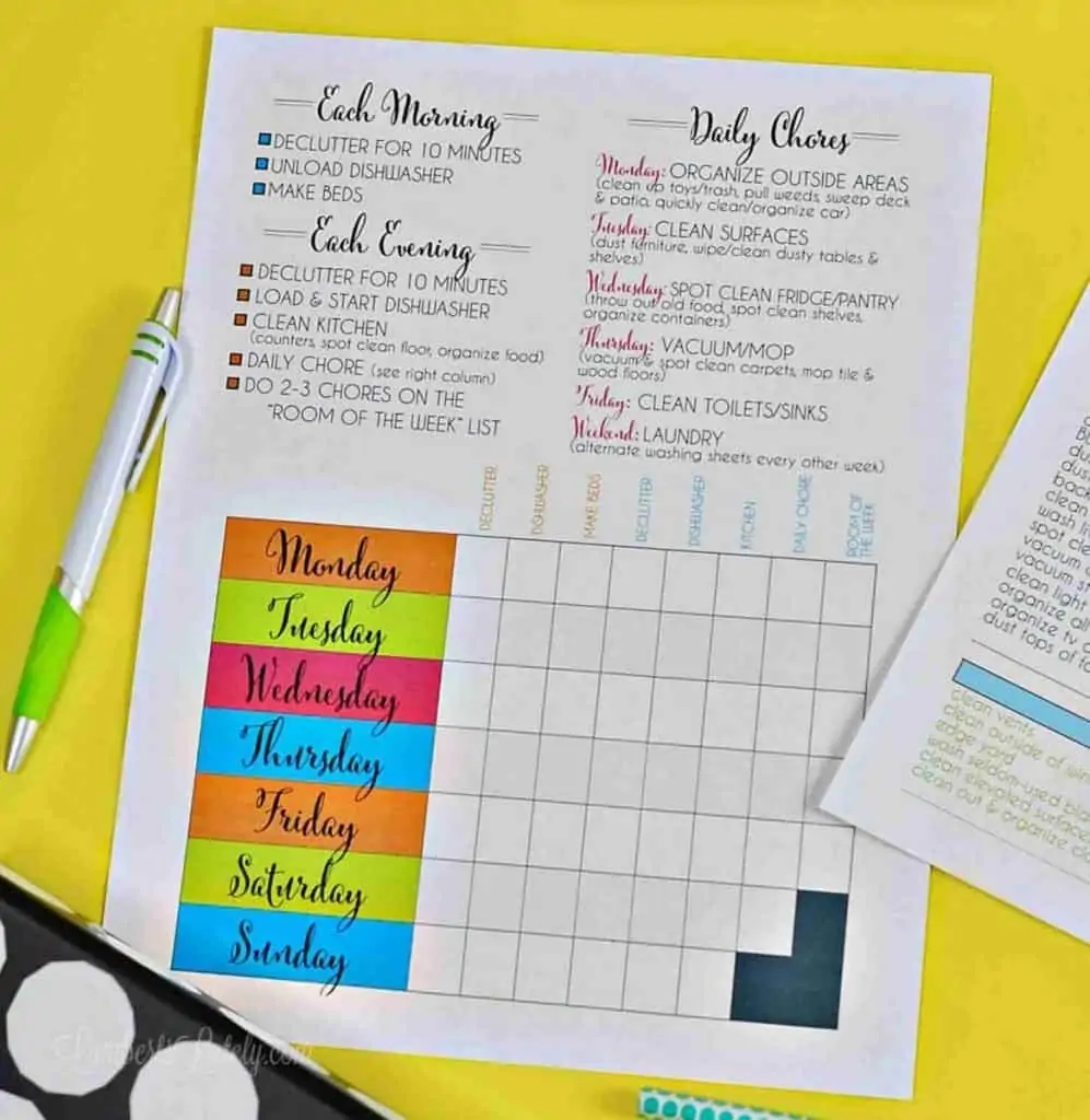 Free Printable Home Cleaning Schedules