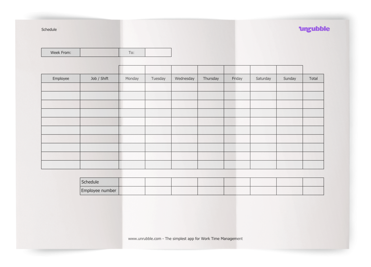 Printable Work Schedule Templates Free