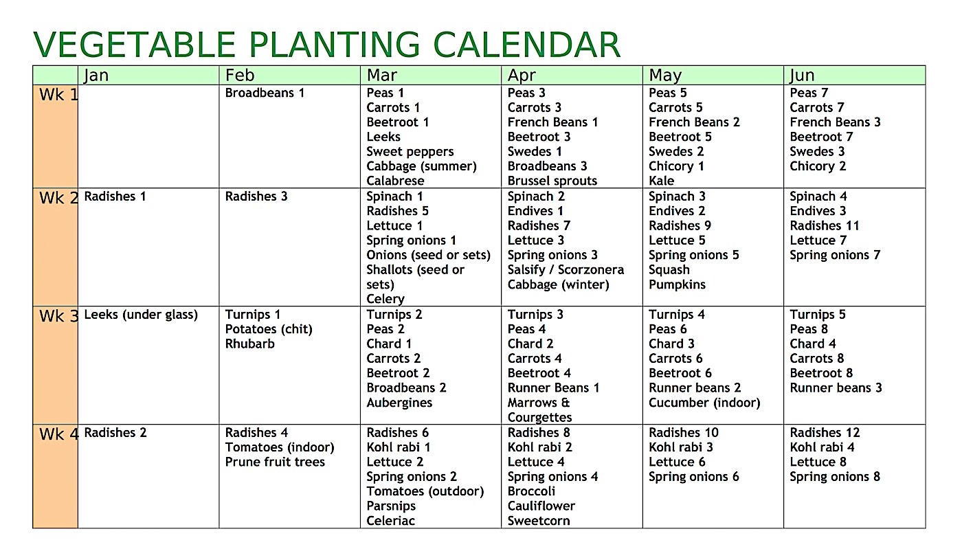 Printable Zone 7b Planting Schedule