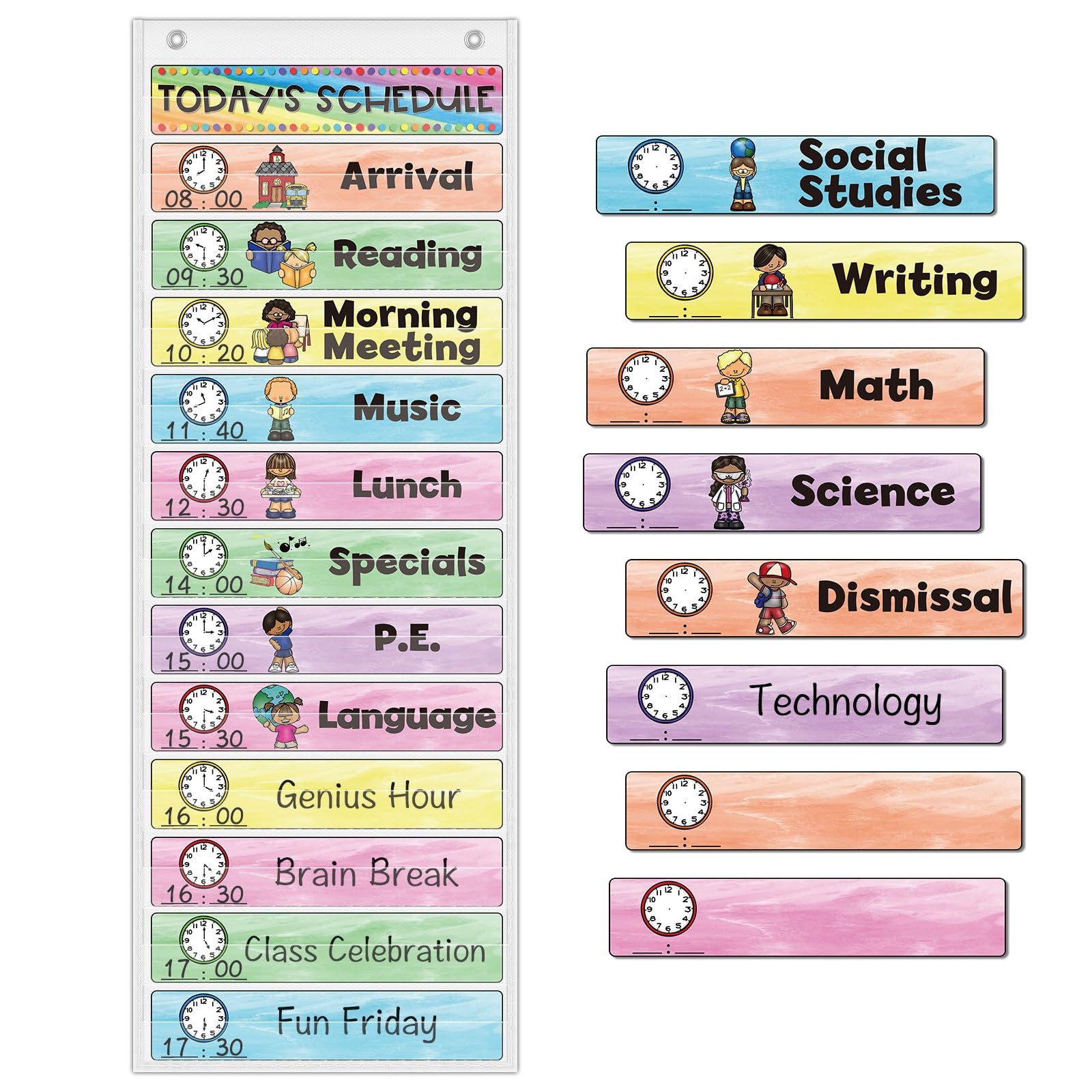 Amazon ABCxGOOD Daily Schedule Pocket Chart Visual Schedule Pocket Chart For Toddler 13 1 Pocket With 21 Dry Erase Reusable Cards Prek K Preschool Classroom Must Haves Office Products
