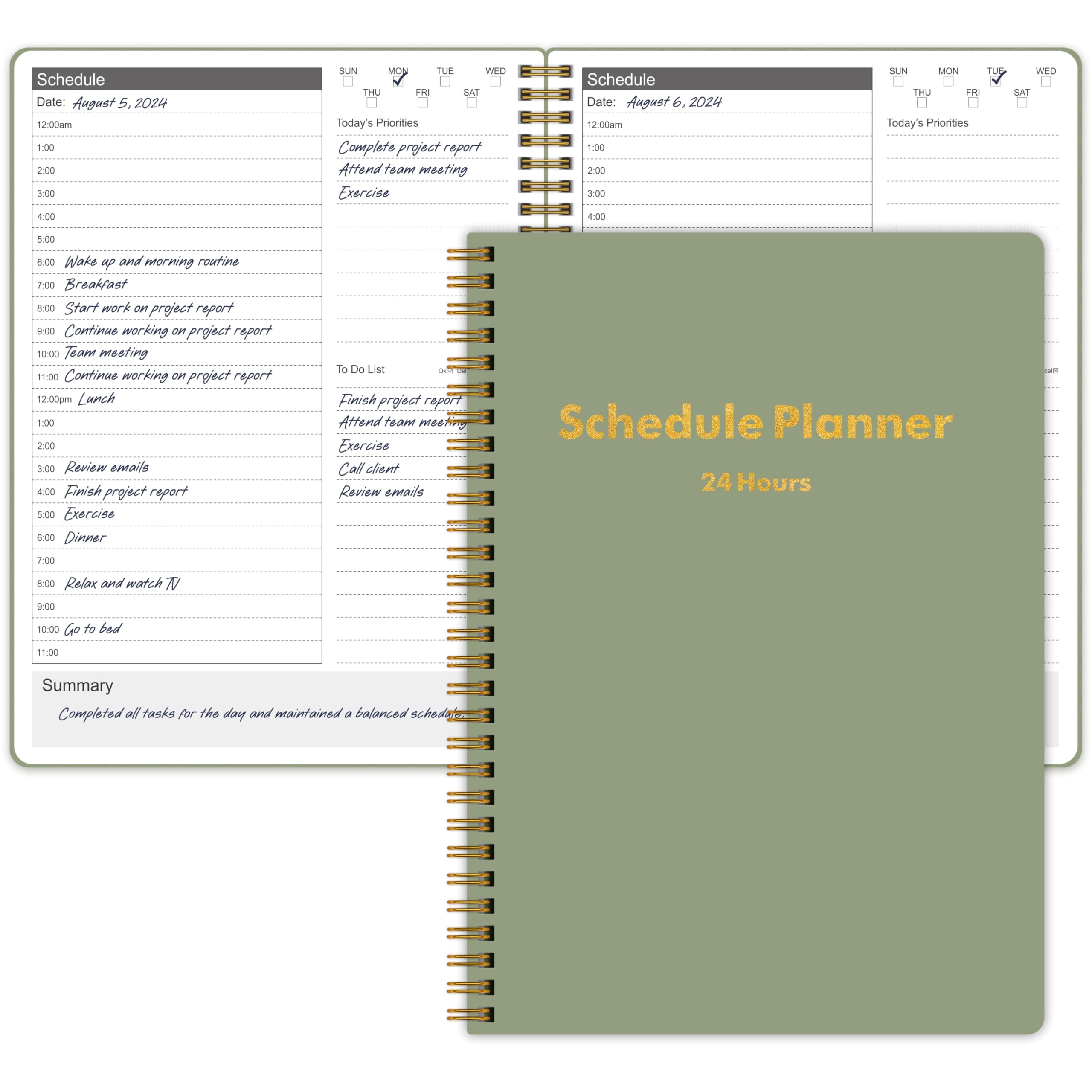 Amazon Daily Planner 24 Hourly Schedule From 12am 12pm Undated Hourly Planner With To Do List Priorites 7 X 10 Organize Your Tasks And Appointments For Office School And Home 