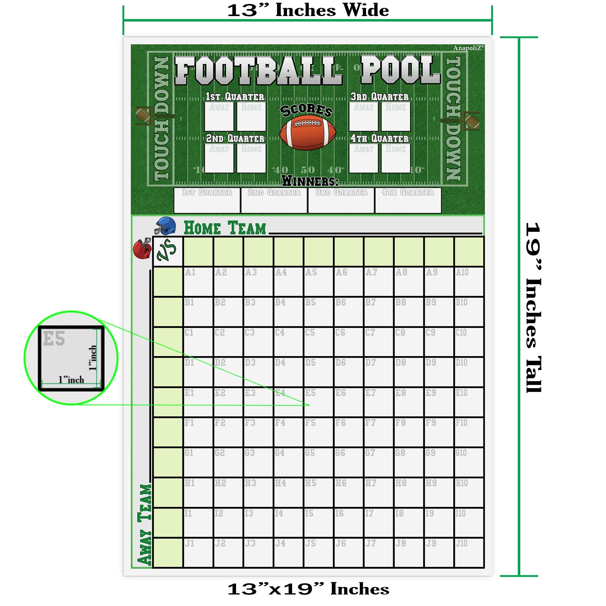 Amazon Football Pool Poster 13 Inch X 19 inch Football Worksheets Library