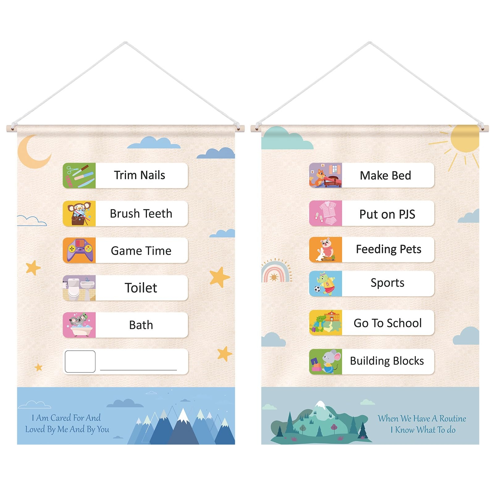 Amazon Ireer 41 Pcs Canvas Visual Schedule For Kids Schedule Board For Home And School Toddler Routine Chart Reversible Visual Tool Daily Routine Chart For Kids Toddlers Preschoolers Children With Autism 