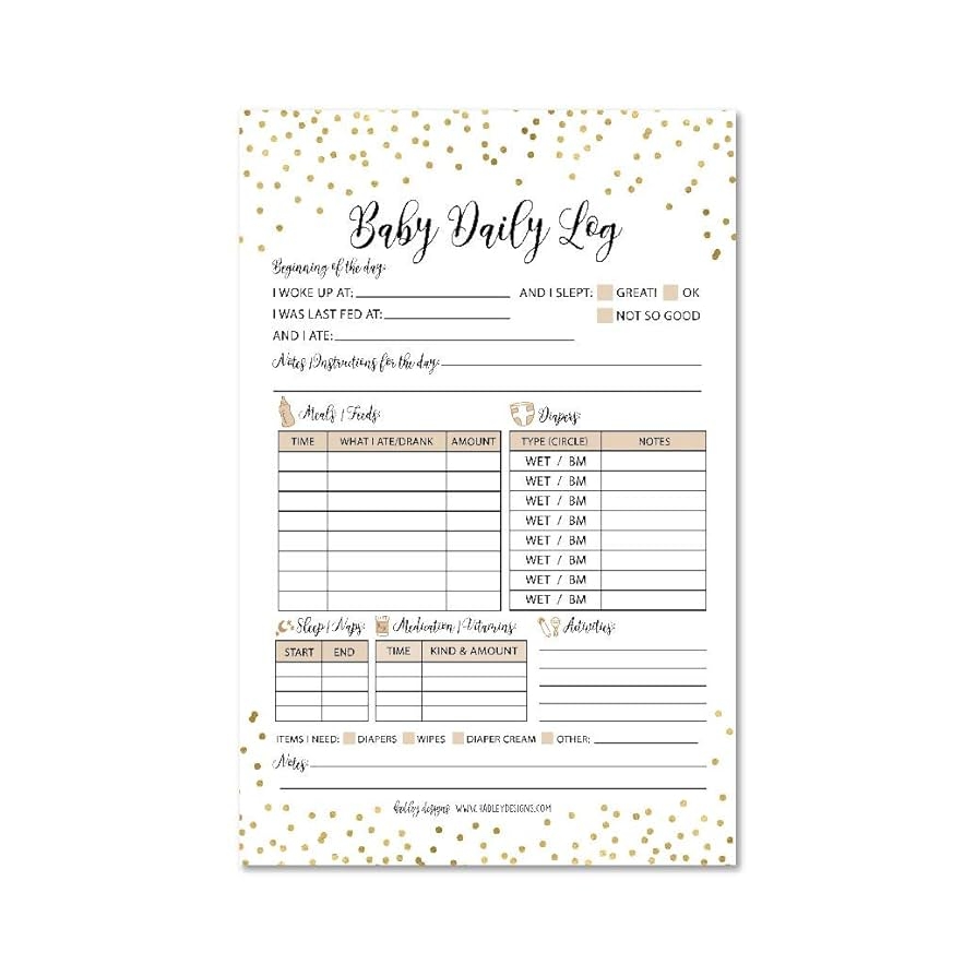 Amazon Nanny Newborn Baby Or Toddler Log Tracker Daily Schedule Feeding Food Sleep Naps Activity Diaper Change Monitor Notes For Daycare Babysitter Caregiver Infants And Babies 50 Sheet Pad Hadley Designs 