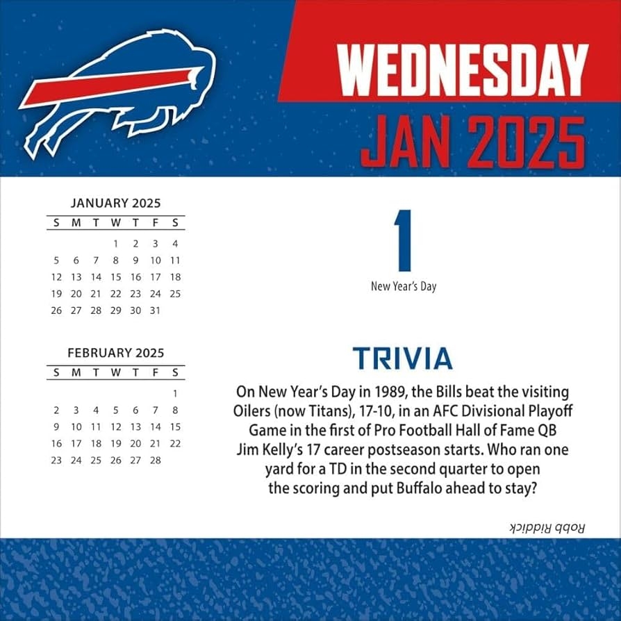 Amazon Turner Sports Buffalo Bills 2025 Box Calendar 25998053031 Sports Outdoors