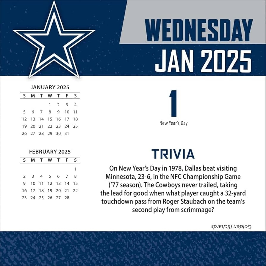 Amazon TURNER SPORTS Dallas Cowboys 2025 Box Calendar 25998053036 Office Products