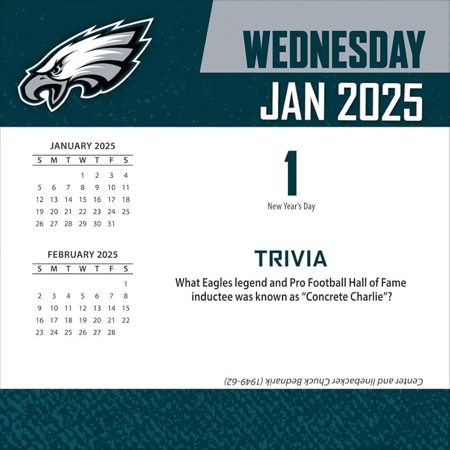 Amazon TURNER SPORTS Philadelphia Eagles 2025 Box Calendar 25998053053 Office Products