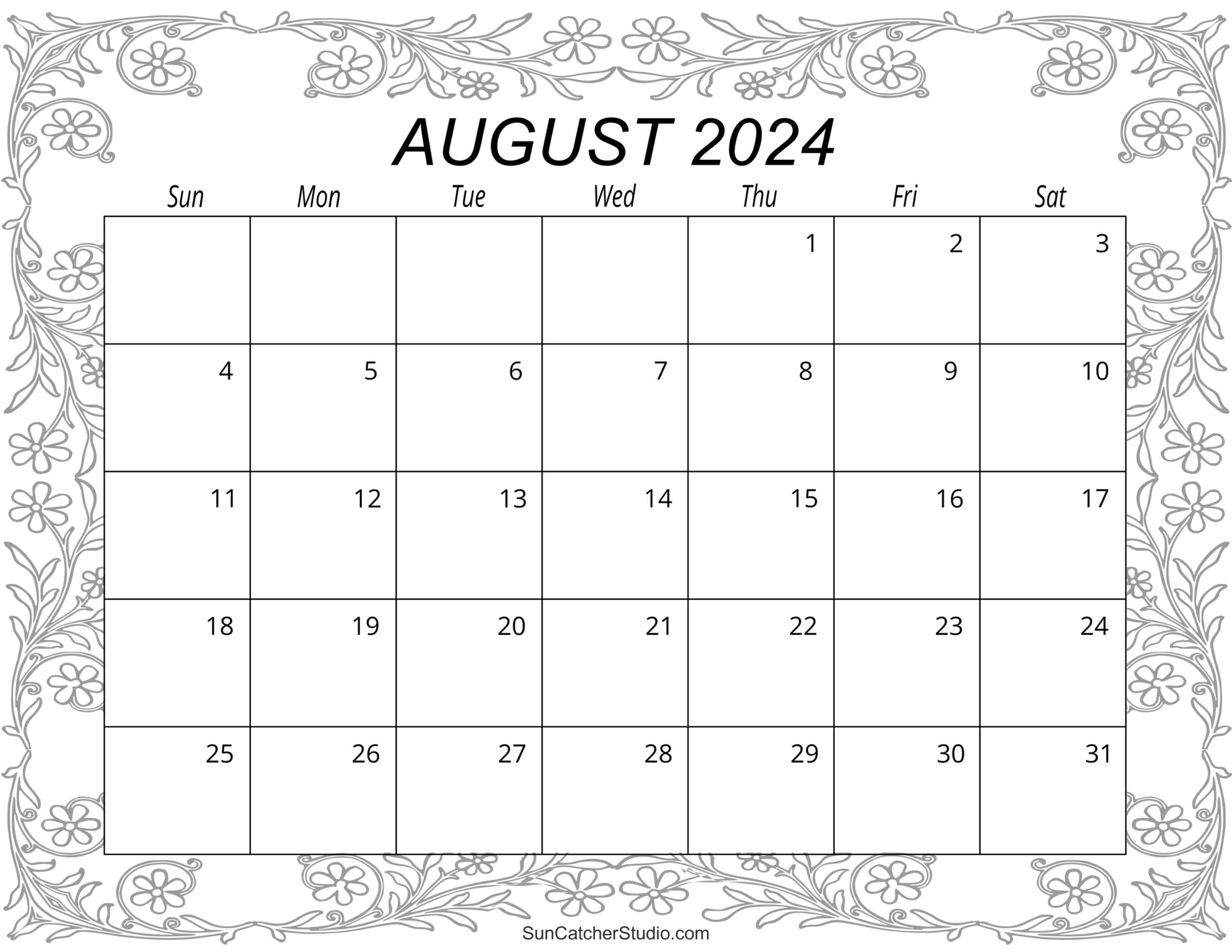 August 2024 Calendar Free Printable Free Printables Monograms Design Tools Patterns DIY Projects
