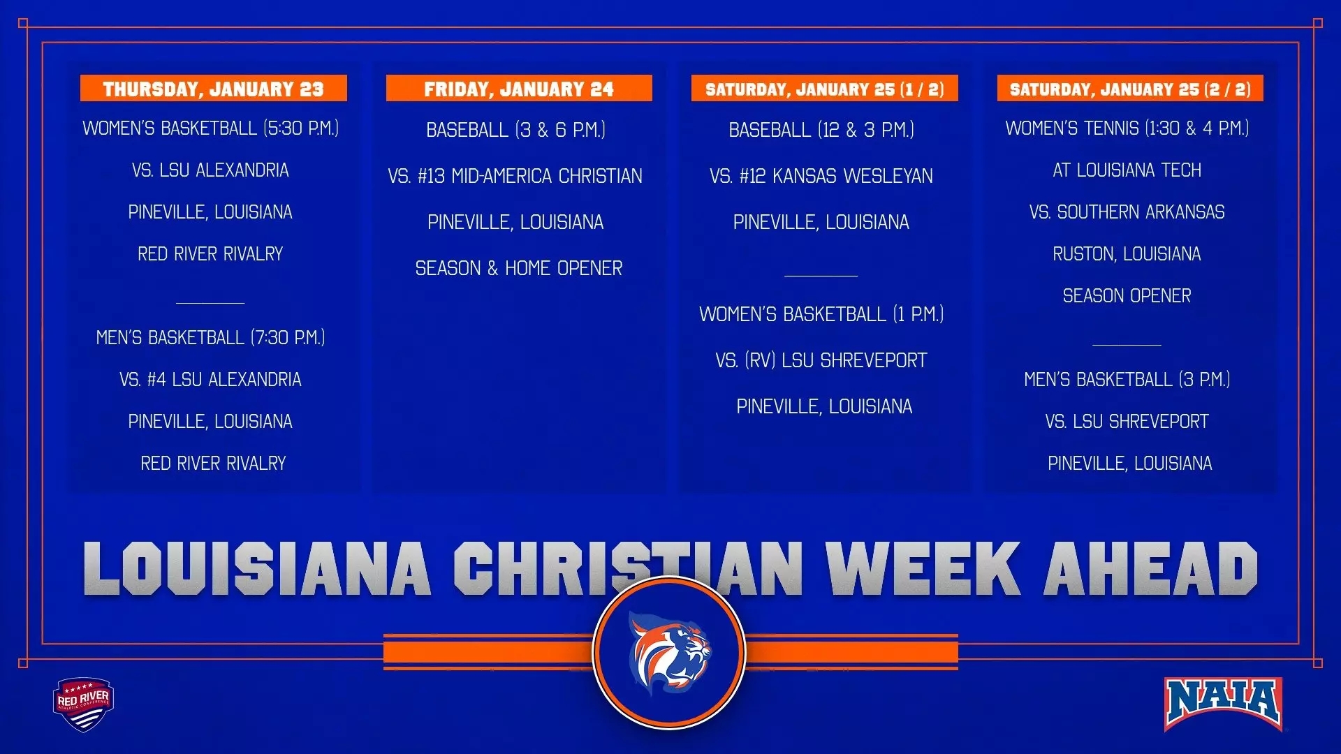 Baseball Tennis Get Underway Basketball Hosts Red River Rivals Louisiana Christian University Athletics