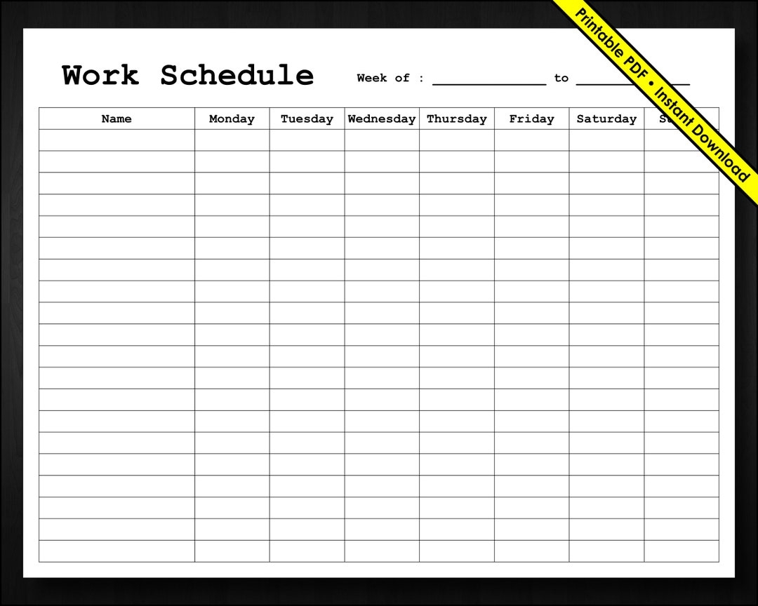 Printable Employee Schedule Template