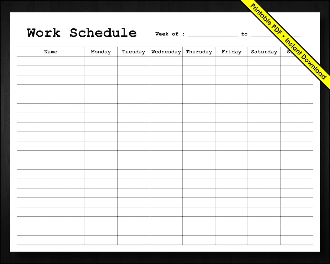 Printable Work Schedule