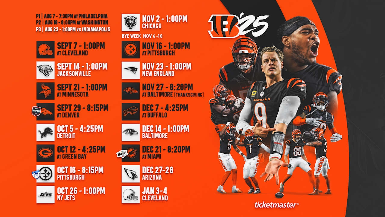 Bengals 2025 Schedule Matchups To Watch