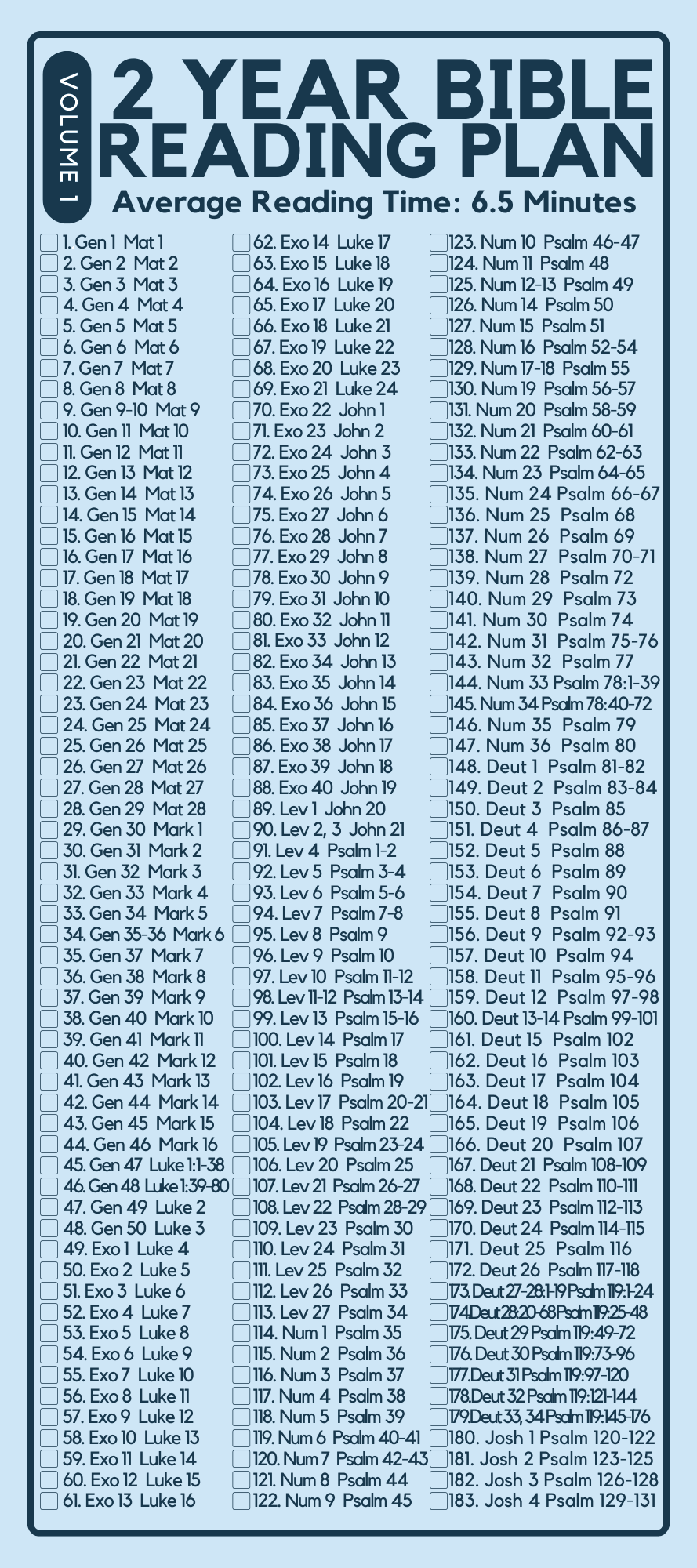 Daily Bible Reading Schedules Printable