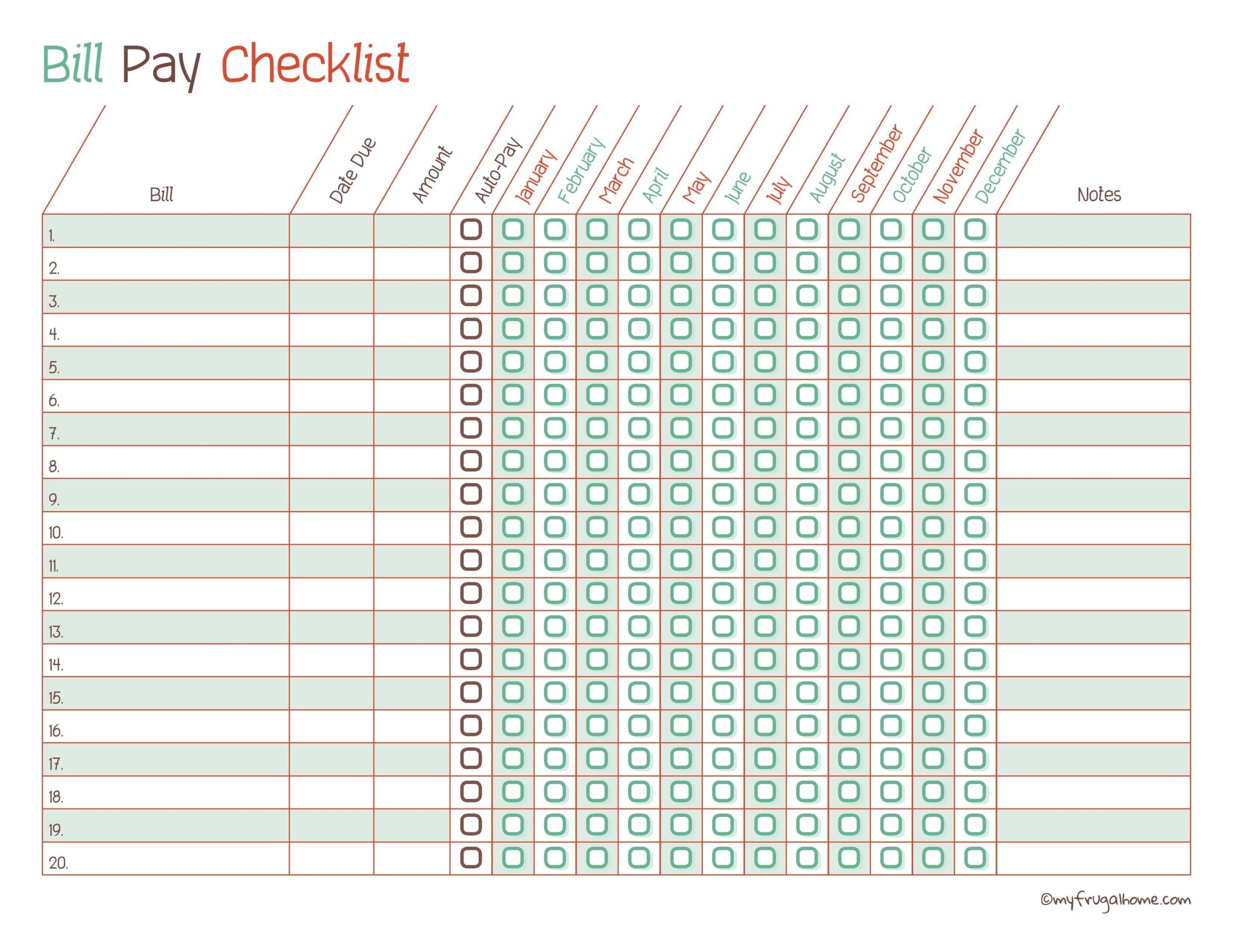 Bill Pay Calendar Printable Printable Party Favors