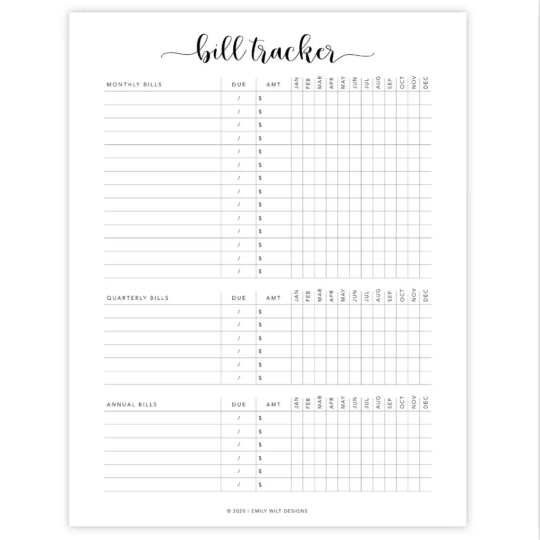 Bill Tracker Printable Bill Tracker Calendar Bill Tracker Insert Bill Tracker Planner Bill Tracker PDF Bill Payment Tracker Etsy Sweden