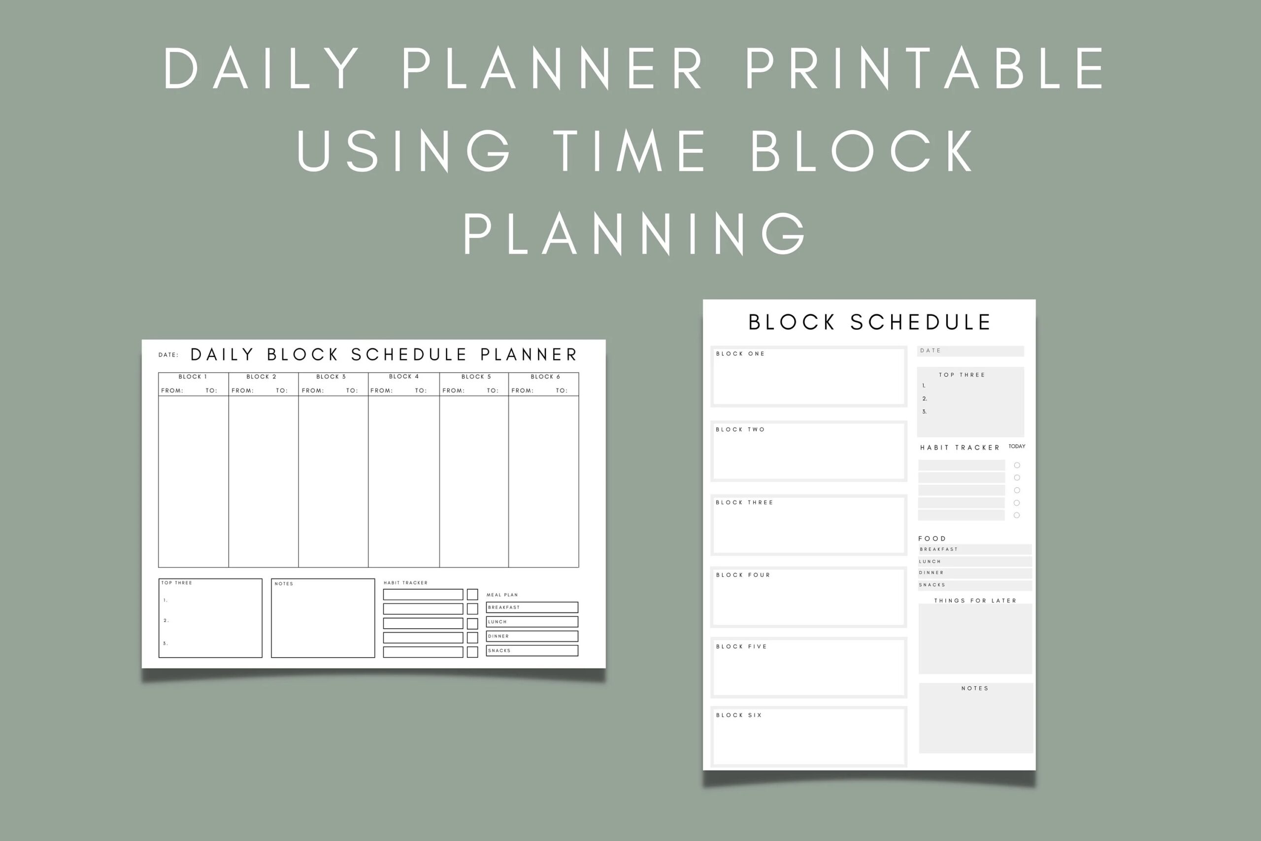 Block Schedule And Timer Tracker Minimalist Daily Planner Pdf In 2 Time Blocking Designs Great As An Academic And Student Planner Etsy