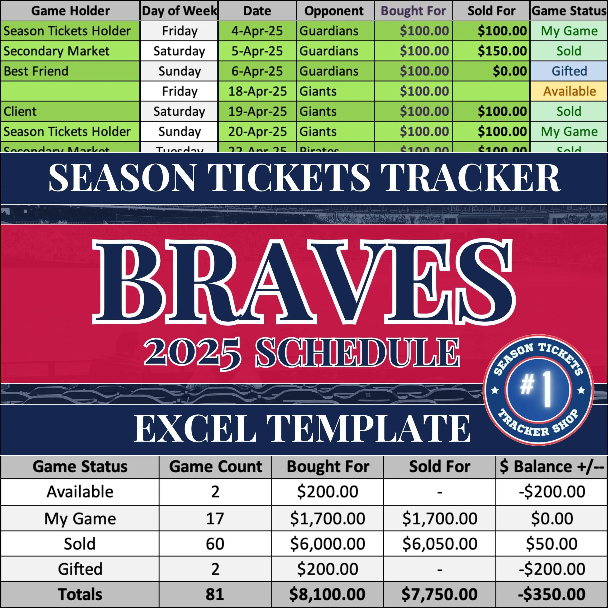 Braves Schedule Etsy