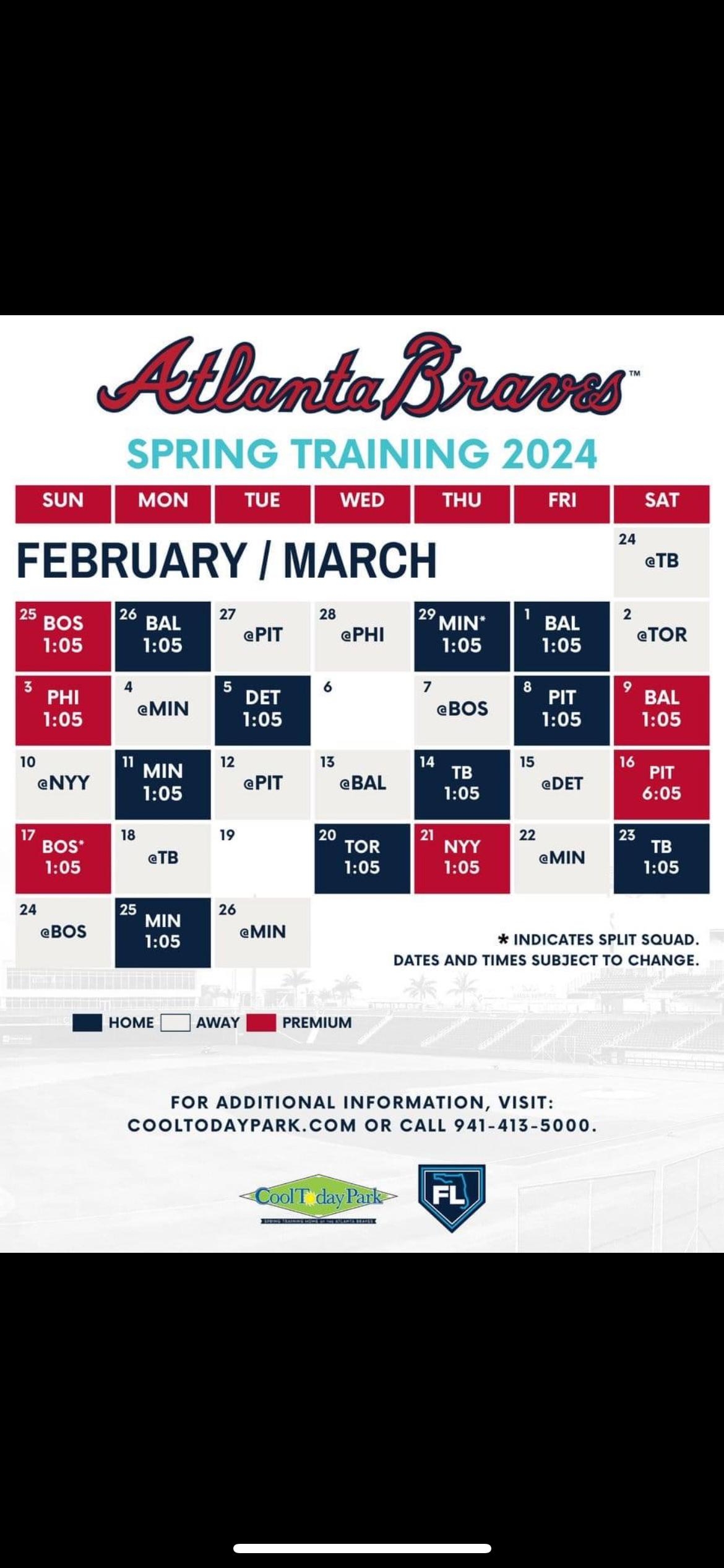 Braves Spring Training Schedule Feb March 2024 R Braves